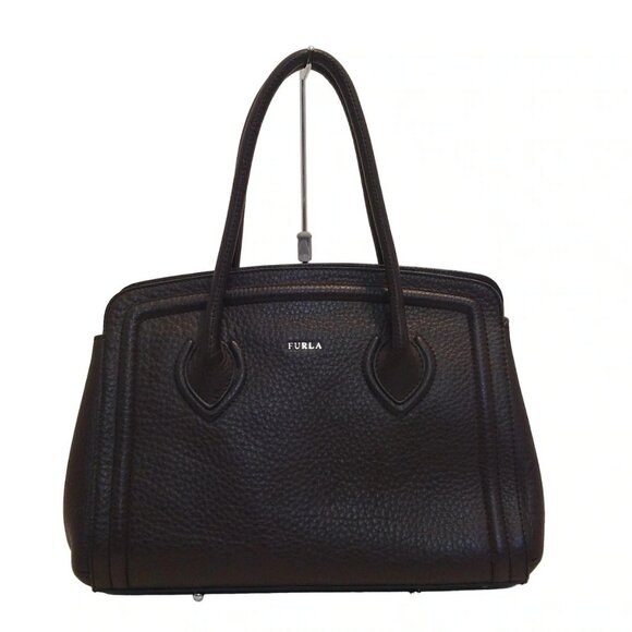 Auth FURLA College - Dark Brown Leather Tote Bag - Picture 1 of 10